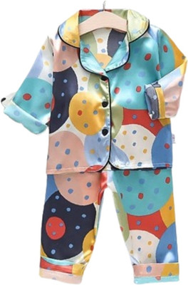 Kwikk Kids Nightwear Baby Boys & Baby Girls Printed Pure Satin(Multicolor Pack of 1)