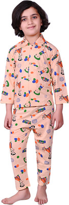 Kf collections Kids Nightwear Boys & Girls Graphic Print Cotton Blend(Multicolor Pack of 1)