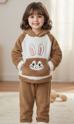 Uttam Kids Nightwear Boys & Girls Printed Fleece Blend(Brown Pack of 1)