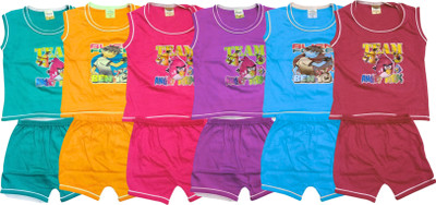 G-Day Kids Nightwear Baby Boys & Baby Girls Graphic Print Cotton(Multicolor Pack of 6)