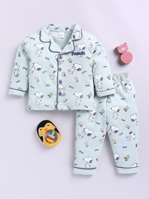 Mom's Love Kids Nightwear Baby Boys Printed Cotton(Green Pack of 1)