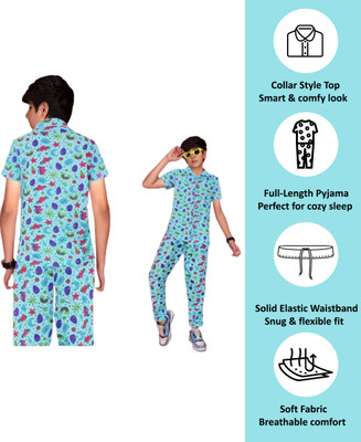 babylite Kids Nightwear Boys Printed Cotton(Blue Pack of 1)