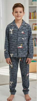 TONY & JONY Kids Nightwear Baby Boys Printed Cotton(Grey Pack of 1)