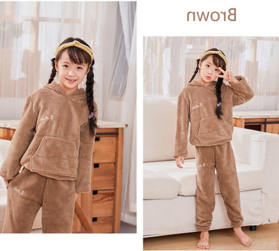 Lugo Kids Nightwear Boys & Girls Self Design Fleece Blend(Brown Pack of 1)