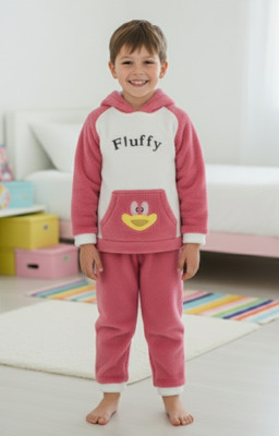 Uttam Kids Nightwear Boys & Girls Printed Fleece Blend(Pink Pack of 1)