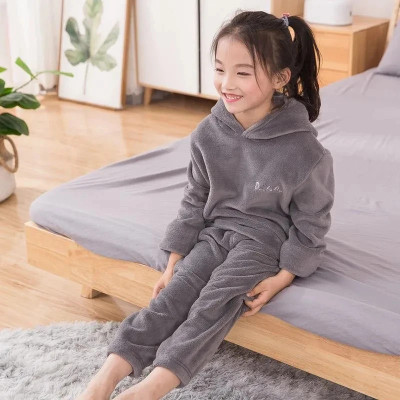 Ucollection Kids Nightwear Boys & Girls Solid Fleece Blend(Grey Pack of 1)