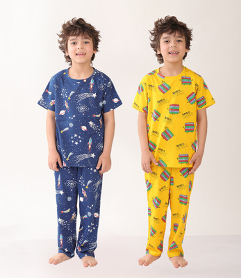anthrilo Kids Nightwear Baby Boys Printed Cotton(Multicolor Pack of 2)