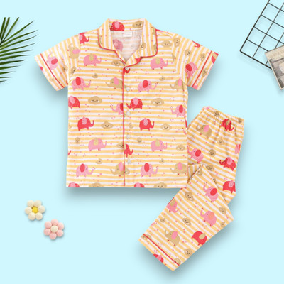 ULTRINA Kids Nightwear Baby Boys & Baby Girls Printed Cotton(Multicolor Pack of 1)