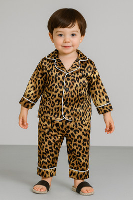 PAGHDAL BROTHERS Kids Nightwear Baby Boys & Baby Girls Printed Polyester Blend(Brown Pack of 1)