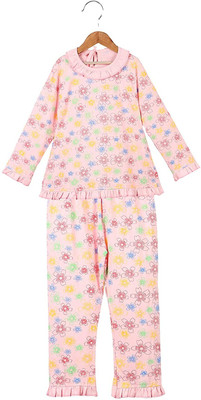 Trendy World Girls Printed Pink Top & Pyjama Set