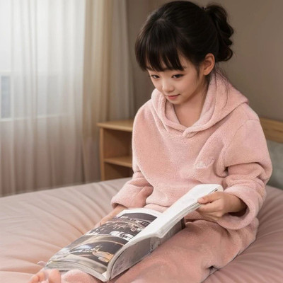 Uttam Kids Nightwear Girls Solid Fleece Blend(Pink Pack of 1)