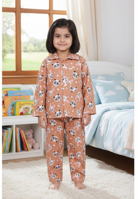 mystyleo Kids Nightwear Boys & Girls Solid Cotton(Brown Pack of 1)