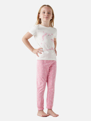 JUNIORS by Babyshop Kids Nightwear Girls Printed Cotton(Multicolor Pack of 1)