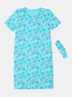 JOCKEY Kids Nightwear Girls Printed Cotton(Light Blue Pack of 1)