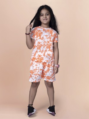 4JSTAR Kids Nightwear Girls Printed Cotton Blend(Orange Pack of 1)