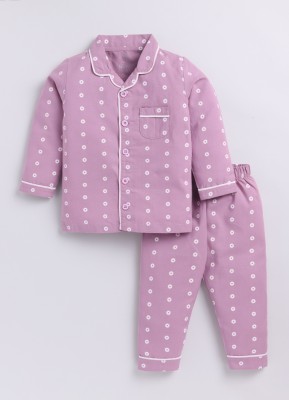 BabyGo Kids Nightwear Girls Printed Cotton(Purple Pack of 1)