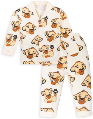 The TORN Kids Nightwear Baby Boys & Baby Girls Animal Print Cotton(Multicolor Pack of 1)