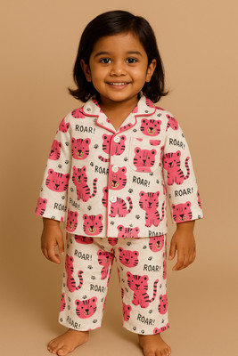 SAHU TRENDZ Kids Nightwear Baby Boys Printed Cotton(Pink Pack of 1)