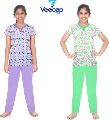 Vivin Girls Printed Multicolor Night Suit Set
