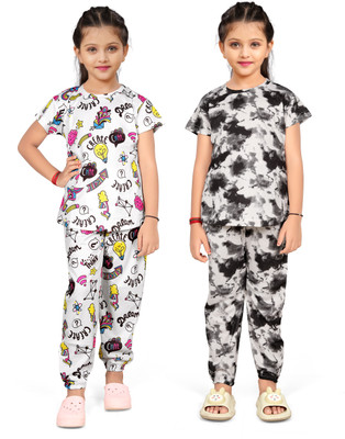 JNVADDORIYA Kids Nightwear Baby Boys & Baby Girls Printed Cotton Blend(Multicolor Pack of 2)