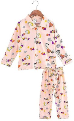 stepper Kids Nightwear Baby Girls Printed Cotton(Brown Pack of 1)