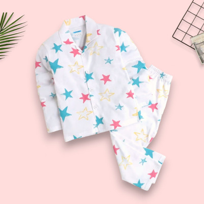 Woxaa Kids Nightwear Baby Girls Printed Nylon(Multicolor Pack of 1)