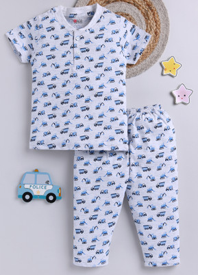 SUPERSQUAD Kids Nightwear Baby Boys & Baby Girls Printed Cotton(Grey Pack of 1)