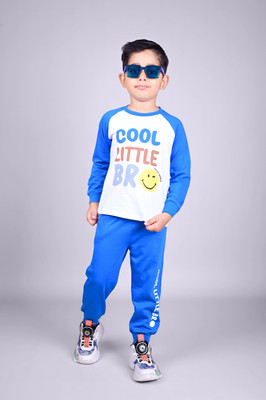 Dear to dad Kids Nightwear Baby Boys Graphic Print Cotton(Blue Pack of 1)