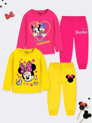 DISNEY BY MISS & CHIEF Kids Nightwear Girls Printed Cotton Blend(Multicolor Pack of 2)