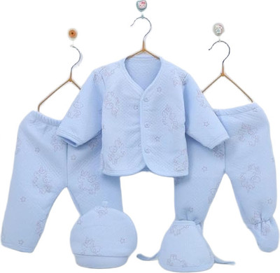 TENIYU Kids Nightwear Baby Boys Solid, Printed Cotton(Blue Pack of 10)