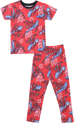 MARVEL BY MISS & CHIEF Kids Nightwear Boys Printed Cotton Blend(Red Pack of 1)