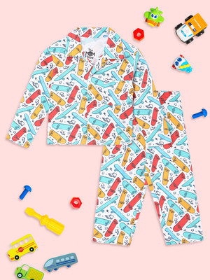 The Mom Store Kids Nightwear Boys & Girls Printed Cotton(Multicolor Pack of 1)