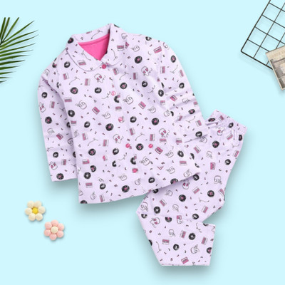 WinsKart Kids Nightwear Baby Boys & Baby Girls Printed Cotton(Multicolor Pack of 1)