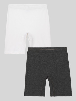Mackly Short For Girls Casual Solid Cotton Blend(White, Pack of 2)