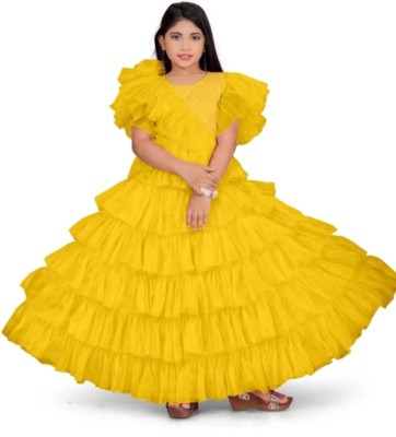 RoopNikten Women Gown Yellow Dress