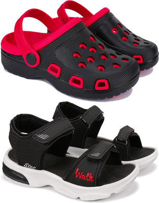 BERSACHE Boys Velcro Clogs(Multicolor , 10-11 Years)