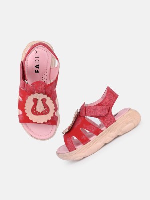 FaDey Girls Velcro Flats(Red ,)