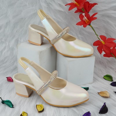 KILLER Girls Sling Back Heels(Cream , 5.5 - 6 Years)