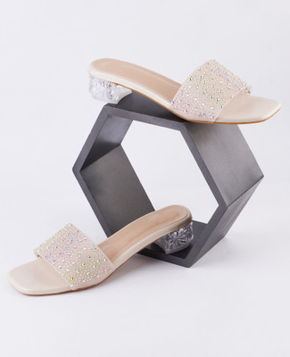 Hitway Women Heels(Gold , 8)