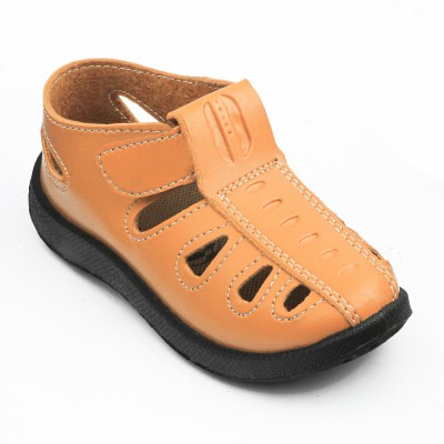 LEVOT Boys & Girls Velcro Strappy Sandals(Brown , 6-9 Months)