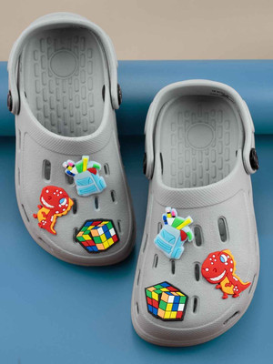 Yellow Bee Boys Sling Back Clogs(Grey , 6-6.5 Years)