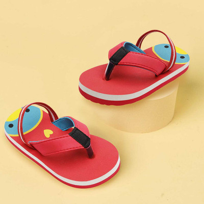 Yk Boys & Girls Velcro Thong Sandals(Red , 3 - 3.5 Years)