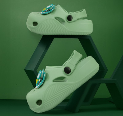 FASMANIA Boys & Girls Strap Clogs(Green , 4.5-5 YEAR)