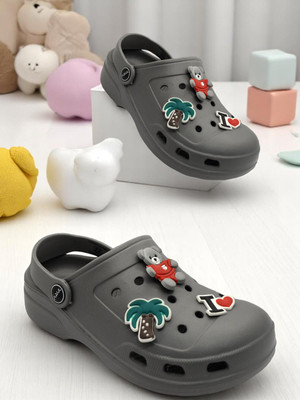 TRV Boys & Girls Sling Back Clogs(Grey , 10.5-11 YEARS)