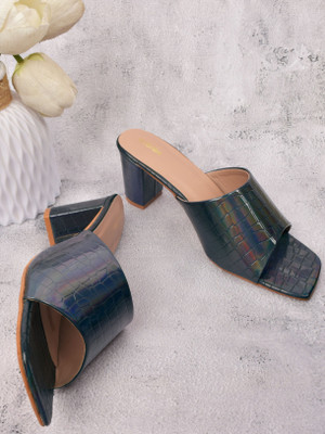 action Girls Slip-on Heels(Blue , 13 - 14 Years)