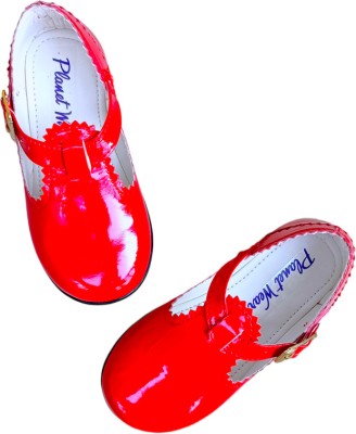 PlanetWear Girls Buckle Flats(Red , 2-2.5 Years)