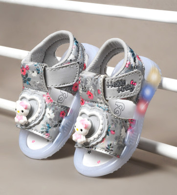 kats Boys & Girls Velcro Sports Sandals(Grey , 6-9 Months)