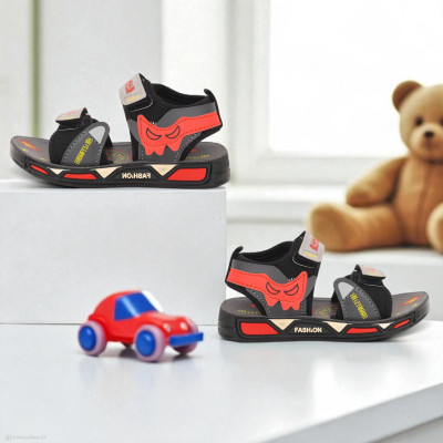 ASRON Boys & Girls Velcro Sports Sandals(Red , 3.5-4Y)