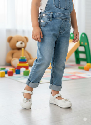 footpedia Girls Velcro Flats(White , 8-9 YEARS)