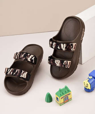 Koburg Boys & Girls Velcro Strappy Sandals(Brown , 9-10 Years)